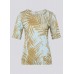 Rabe - 56-122371 T-shirt licht blauw kaki palmprint.